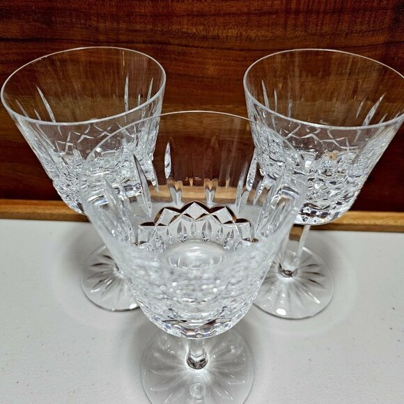 3) Atlantis Fatima Stem Wine Glasses 6" Made in Portugal cut starburst - Picture 3 of 15